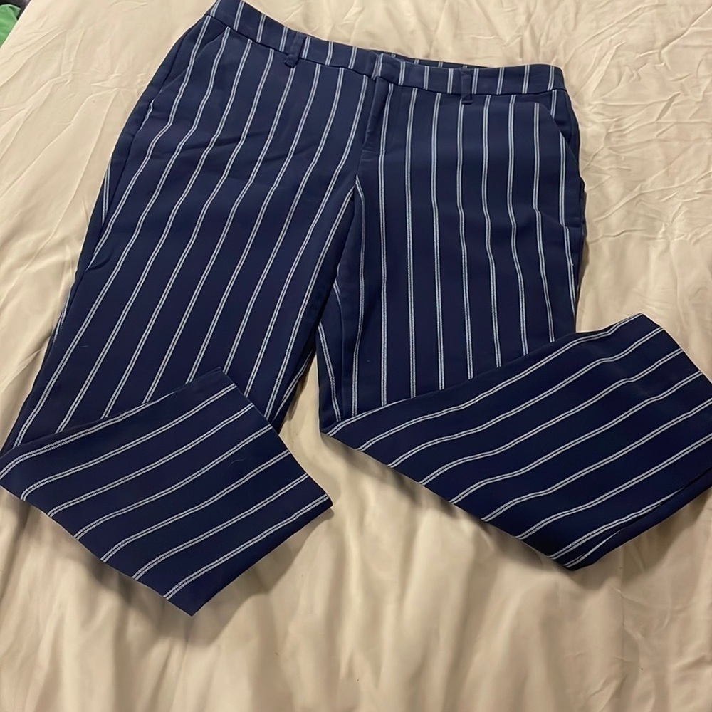 OLD navy blue and white striped Capri pants size 10